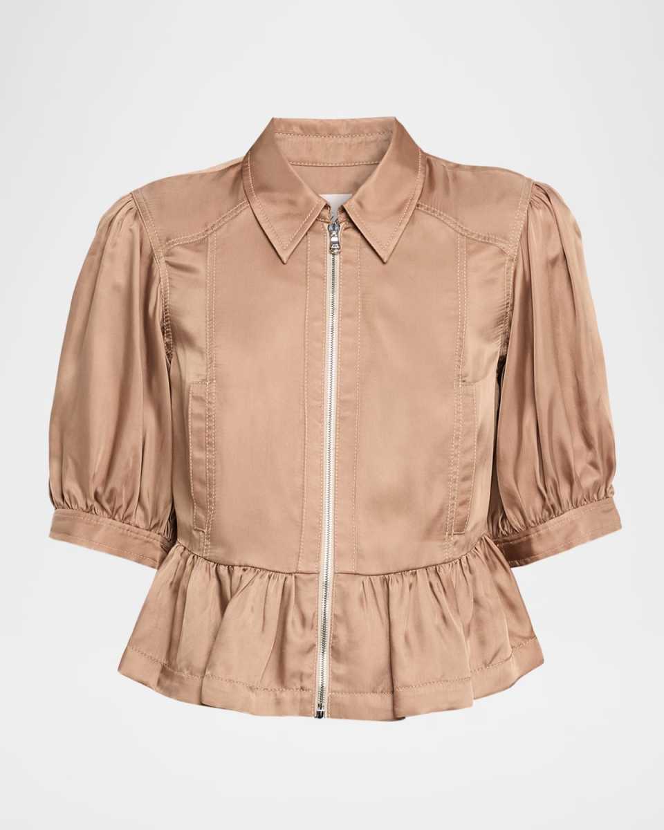 Daphne Puff-Sleeve Peplum Jacket